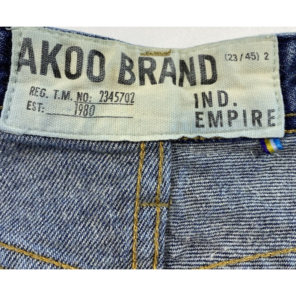 Akoo Brand Retro Y2K Mens Size 34"x32" Dark Wash Straight Cut Denim Jeans Grunge - Picture 8 of 8